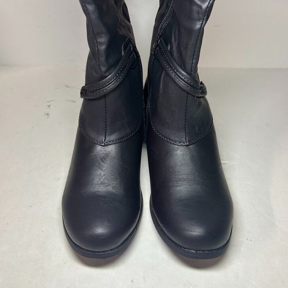 Journee Collection Womens 10 M Black Faux Leather Harley Riding Boots NIB ZF7 - Picture 3 of 4